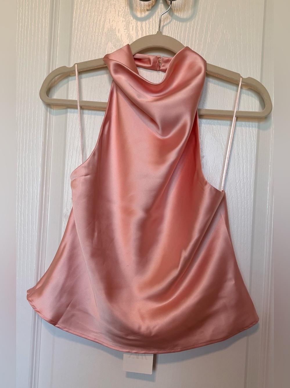 Zara Rose Satin Cowl Halter Camisole